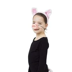 Bristol Novelty DS177 Pig Ear Headband, Nose, And Tail | 3 Piece Set | White & PInk | One Size-3 Years, Unisex-child -Rubie's Shop 31BHkeKR5BL