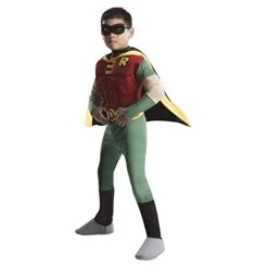 Rubie's Official DC Comic Teen Titan Robin Muscle Chest Child Costume, Superhero Fancy Dress