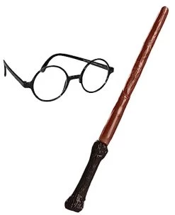 Rubie's Official Harry Potter Accessory Pack Wand And Glasses Fancy Dress Kit, Kids Fancy Dress., Brown