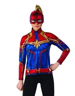 Rubie's Official Marvel, Captain Marvel Top And Headpiece Kit, Adult Superhero Fancy Dress