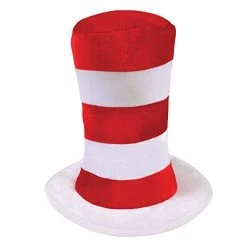 Cat Fancy Dress Red & White Striped Hat In The Shape Of A Top Hat Adults &Childs