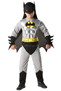 Rubie's Official DC Comics Batman Child's Metallic Muscle Chest Costume, Superhero Fancy Dress