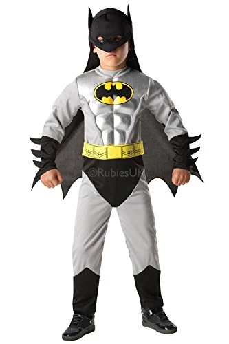 Rubie's Official DC Comics Batman Child's Metallic Muscle Chest Costume, Superhero Fancy Dress 3 Rubie's Official DC Comics Batman Child's Metallic Muscle Chest Costume, Superhero Fancy Dress