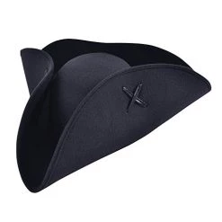 Bristol Novelty BH653 Pirate Tricorn | Wool Felt | 1 Piece | Black | One Size - Adult Hat, Unisex