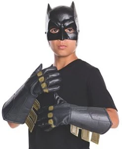 Rubie's Official Batman Childs Fancy Dress Gloves DC Comic Book Day Boys Superhero Costume
