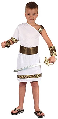 Bristol Novelty CC421 Gladiator Costume Set | For Kids | White Accessory, Gold, Age 6-8 Years Old