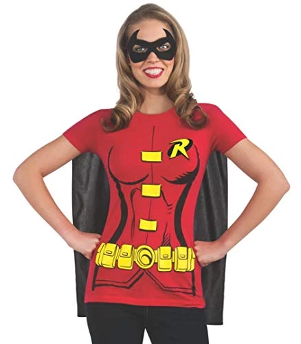 Rubie's Official DC Comics Robin Ladies Dress Up Kit, Super Hero Tshirt Top, Cape & Mask 3 Rubie's Official DC Comics Robin Ladies Dress Up Kit, Super Hero Tshirt Top, Cape & Mask