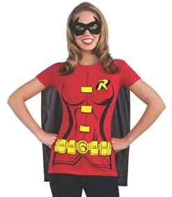 Rubie's Official DC Comics Robin Ladies Dress Up Kit, Super Hero Tshirt Top, Cape & Mask