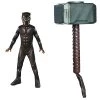 Rubie's Official Avengers Black Panther, Classic Child Costume - Medium, Age 5-7, Height 132 Cm & Official Child's Marvel Avengers Assemble Thor Hammer, One Size, Multi-Coloured