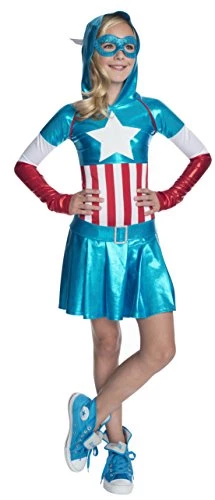 Rubie's Official Marvel Avengers Captain America Hoodie Dress Childs Costume, Kids Superhero Fancy Dress