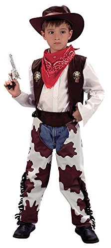 Bristol Novelty CC657 Cowboy Cow Print Chaps Costume, White, Approx Age 5 - 7 Years