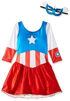Rubie's Official Marvel Avengers Captain America Metallic Dress Childs Costume, Kids Superhero Fancy Dress