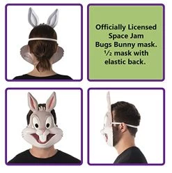Rubie's Unisex Warner Bros. Space Jam Bugs Bunny Plastic Half-Mask, One Size -Rubie's Shop 41t2SoM TvS