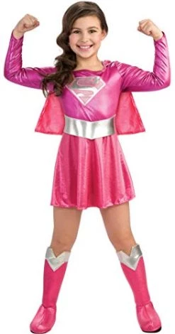 Rubie's Official DC Comics Supergirl Pink Girls Costume, Kids Fancy Dress Super Hero
