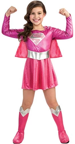 Rubie's Official DC Comics Supergirl Pink Girls Costume, Kids Fancy Dress Super Hero 3 Rubie's Official DC Comics Supergirl Pink Girls Costume, Kids Fancy Dress Super Hero