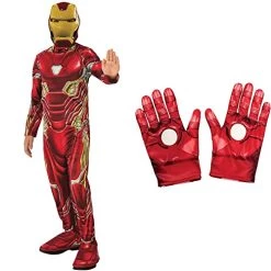 Rubie's Official Avengers Endgame Iron Man, Classic Child Costume - Large, Age 8-10, Height 147 Cm & Official Marvel Avengers Assemble Iron Man Child Gloves,- One Size, Red