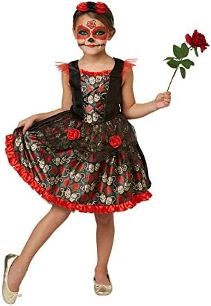 Rubie's Official Red Rose Day Of The Dead Halloween Girls Costume 6 Rubie's Official Red Rose Day Of The Dead Halloween Girls Costume - Image 4