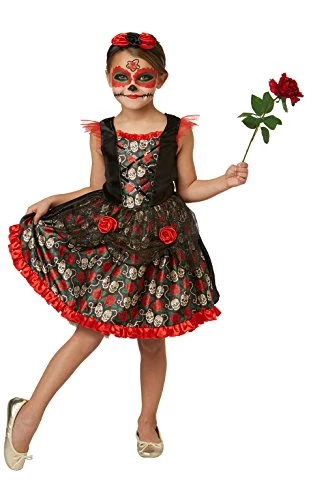 Rubie's Official Red Rose Day Of The Dead Halloween Girls Costume 3 Rubie's Official Red Rose Day Of The Dead Halloween Girls Costume