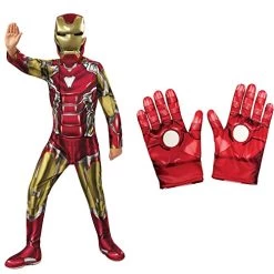 Rubie's Official Avengers Endgame Iron Man, Classic Child Costume - Small, Age 3-4, Height 117 Cm & Official Marvel Avengers Assemble Iron Man Child Gloves,- One Size, Red