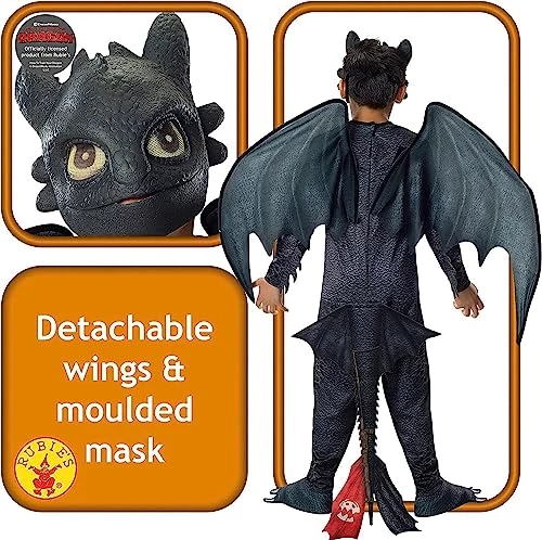 Rubie's Official DreamWorks How To Train Your Dragon 2 Toothless Night Fury Child Costume, Kids Fancy Dress 4 Rubie's Official DreamWorks How To Train Your Dragon 2 Toothless Night Fury Child Costume, Kids Fancy Dress - Image 2