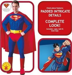 Rubie's Official DC Comics Superman Muscle Chest Deluxe Costume, Adult Superhero Fancy Dress -Rubie's Shop 510h8wyFpCL 1