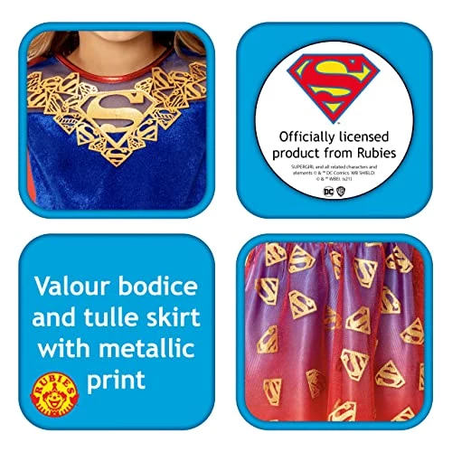 Rubie's Official DC Supergirl Deluxe Child Dress, Kids Superhero Fancy Dress 6 Rubie's Official DC Supergirl Deluxe Child Dress, Kids Superhero Fancy Dress - Image 4