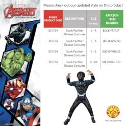Rubie's Official Marvel Avengers Black Panther Deluxe Childs Costume, Kids Superhero Fancy Dress 12 Rubie's Official Marvel Avengers Black Panther Deluxe Childs Costume, Kids Superhero Fancy Dress -Rubie's Shop 511shCuAo4L