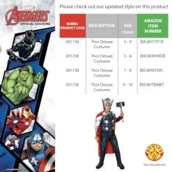 Rubie's Official Marvel Avengers Thor Deluxe Childs Costume, Kids Superhero Fancy Dress -Rubie's Shop 5128l44eutL