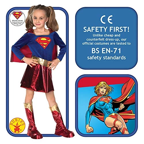 Rubie's Official DC Supergirl Deluxe Girls Costume, Kids Fancy Dress Super Hero 4 Rubie's Official DC Supergirl Deluxe Girls Costume, Kids Fancy Dress Super Hero - Image 2