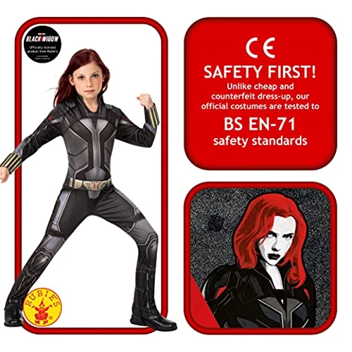 Rubies Official Marvel Black Widow Movie Classic Costume, Childs Superhero Kids Fancy Dress 4 Rubies Official Marvel Black Widow Movie Classic Costume, Childs Superhero Kids Fancy Dress - Image 2