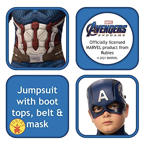 Rubie's Official Marvel Avengers Endgame Captian America Deluxe Childs Costume, Kids Superhero Fancy Dress 4 Rubie's Official Marvel Avengers Endgame Captian America Deluxe Childs Costume, Kids Superhero Fancy Dress - Image 2