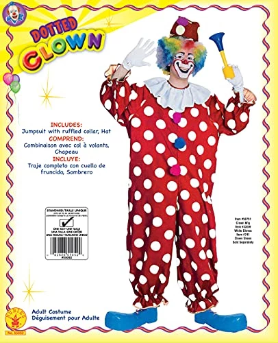 Rubie's Adult Dotted Clown Fancy Dress Costume 4 Rubie's Adult Dotted Clown Fancy Dress Costume - Image 2
