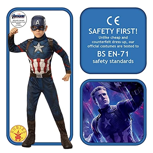 Rubie's Official Marvel Avengers Endgame Captian America Classic Childs Costume, Kids Superhero Fancy Dress 4 Rubie's Official Marvel Avengers Endgame Captian America Classic Childs Costume, Kids Superhero Fancy Dress - Image 2
