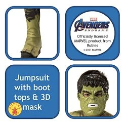Rubie's Official Marvel Avengers Endgame Hulk Classic Childs Costume, Kids Superhero Fancy Dress -Rubie's Shop 51BRa3FVEfS