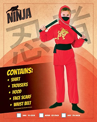 Bristol Novelty CC977 "Ninja" Childs Costume (Small), Approx Age 3 -5 Years, Ninja Childs Red (S) 4 Bristol Novelty CC977 "Ninja" Childs Costume (Small), Approx Age 3 -5 Years, Ninja Childs Red (S) - Image 2