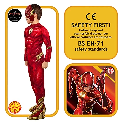 Rubie's Boys DC Comics Flash The Movie Costume Jumpsuit And Mask, Kids Fancy Dress 5 Rubie's Boys DC Comics Flash The Movie Costume Jumpsuit And Mask, Kids Fancy Dress - Image 3