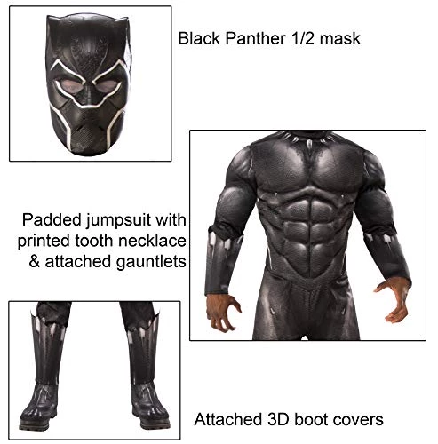 Rubie's Official Avengers Endgame Black Panther Deluxe Costume, Adult Superhero Fancy Dress 5 Rubie's Official Avengers Endgame Black Panther Deluxe Costume, Adult Superhero Fancy Dress - Image 3