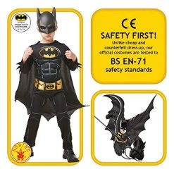 Rubie's Official Batman Black Deluxe Child's Costume, Superhero Fancy Dress -Rubie's Shop 51HPLft8P3L