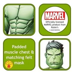 Rubie's Official Marvel Avengers Hulk Deluxe Childs Costume, Kids Superhero Fancy Dress -Rubie's Shop 51IBAjczBnL