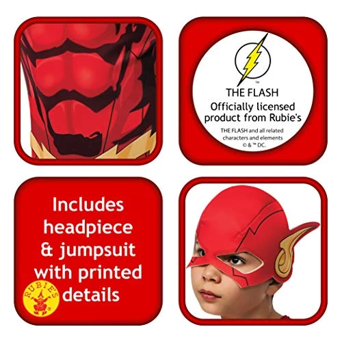 Rubie's Official DC The Flash Child Costume, Superhero Fancy Dress 4 Rubie's Official DC The Flash Child Costume, Superhero Fancy Dress - Image 2