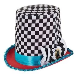 Bristol Novelty BH652 Stovepipe Mad Hatter Chequered Hat, Unisex-Adult, Multi-Colour, One Size