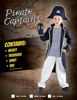Bristol Novelty CC893 Pirate Captain Costume, White, Small, Approx Age 3 -5 Years, Pirate Captain (S) -Rubie's Shop 51RUfz8lfDL 1