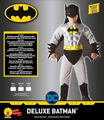 Rubie's Official DC Comics Batman Child's Metallic Muscle Chest Costume, Superhero Fancy Dress 6 Rubie's Official DC Comics Batman Child's Metallic Muscle Chest Costume, Superhero Fancy Dress - Image 4