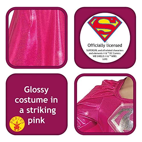 Rubie's Official DC Comics Supergirl Pink Girls Costume, Kids Fancy Dress Super Hero 5 Rubie's Official DC Comics Supergirl Pink Girls Costume, Kids Fancy Dress Super Hero - Image 3