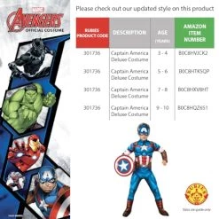 Rubie's Official Marvel Avengers Captain America Deluxe Childs Costume, Kids Superhero Fancy Dress 13 Rubie's Official Marvel Avengers Captain America Deluxe Childs Costume, Kids Superhero Fancy Dress -Rubie's Shop 51e4v7vVfyL 1