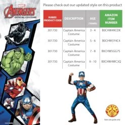 Rubies Official Marvel Avengers Captain America Classic Childs Costume, Kids Superhero Fancy Dress -Rubie's Shop 51eV3vs36tL