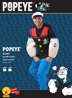 Rubie's Official Popeye The Sailor Costume, Cartoon Character Adult Fancy Dress -Rubie's Shop 51g1HnhztUL 1