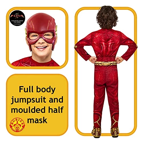 Rubie's Boys DC Comics Flash The Movie Costume Jumpsuit And Mask, Kids Fancy Dress 4 Rubie's Boys DC Comics Flash The Movie Costume Jumpsuit And Mask, Kids Fancy Dress - Image 2