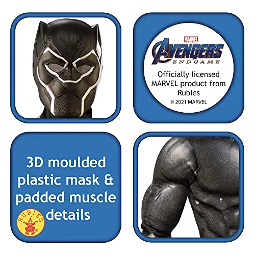Rubie's Official Marvel Avengers Endgame Black Panther Deluxe Childs Costume, Kids Superhero Fancy Dress 5 Rubie's Official Marvel Avengers Endgame Black Panther Deluxe Childs Costume, Kids Superhero Fancy Dress - Image 3