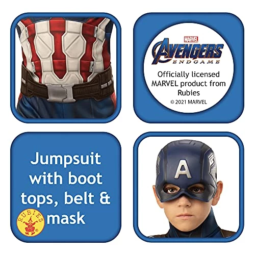 Rubie's Official Marvel Avengers Endgame Captian America Classic Childs Costume, Kids Superhero Fancy Dress 5 Rubie's Official Marvel Avengers Endgame Captian America Classic Childs Costume, Kids Superhero Fancy Dress - Image 3